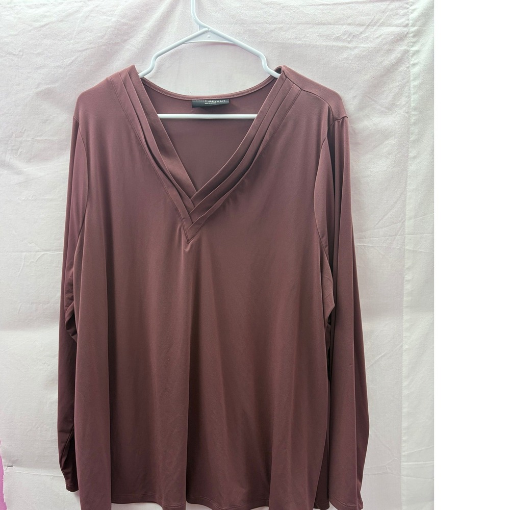 Lane Bryant Mauve Crossover V-Neck Long Sleeve Pleated Top Plus Size 18/20